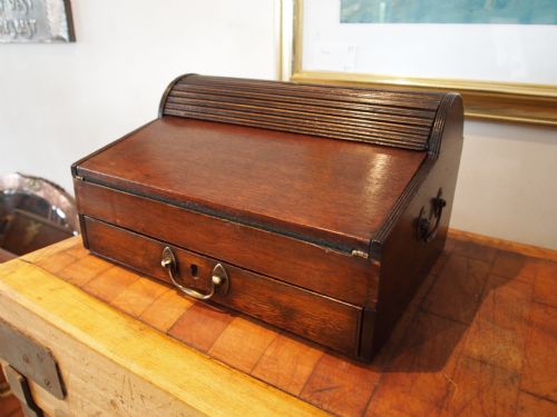 Writing Box George III Mahogany Rare Tambour Top C1800