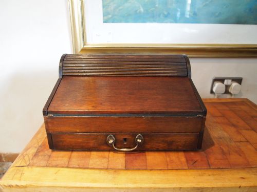 fig 2. Writing box George III Mahogany rare tambour top c1800
