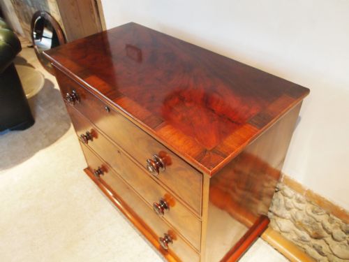 fig 1. Chest of drawers Victorian flame Mahogany compact size c1840