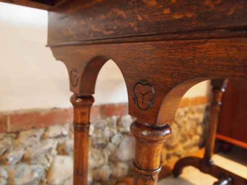 fig 3. Desk Table writing desk Heals of London Arts and Crafts Gothic revival Oak c1900