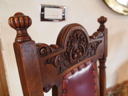 fig 2. Chair chairs a pair of Oak and leather Arts and Crafts Hall chairs c1900
