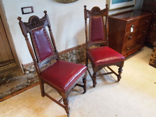 fig 3. Chair chairs a pair of Oak and leather Arts and Crafts Hall chairs c1900