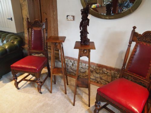 Tables Jardiniere Stands a Rare Pair of Oak Arts and Crafts Tables C1900