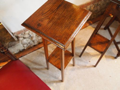 fig 1. Tables Jardiniere stands a rare pair of Oak Arts and Crafts tables c1900