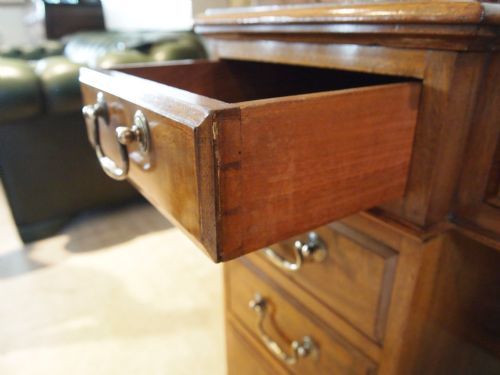 fig 2. Desk Edwardian Mahogany break front twin pedestal three part desk c1910