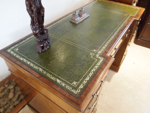 fig 3. Desk Edwardian Mahogany break front twin pedestal three part desk c1910