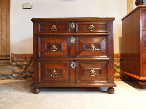 fig 1. Chest of drawers a rare small Charles II Oak chest c1680  31 inches wide