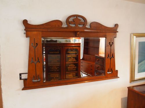 fig 1. Mirror Arts and Crafts Oak bevelled plate c1900 Liberty style