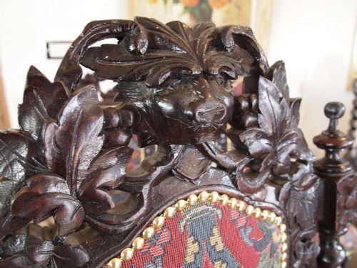 fig 1. Chairs Victorian carved Oak dining chairs 6 side one carver c1880