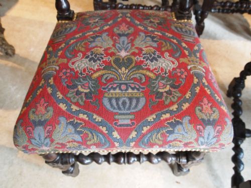 fig 2. Chairs Victorian carved Oak dining chairs 6 side one carver c1880