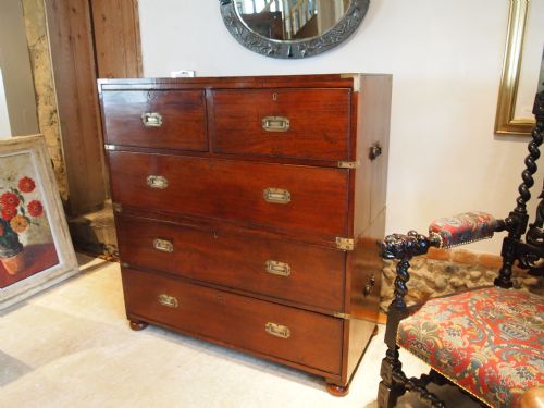 fig 1. Chest of drawers Victorian military campaign chest Padouk c1860