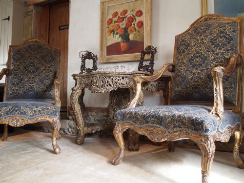 Chairs a Pair of Carved Giltwood French Fauteuils C1920