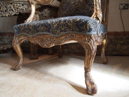fig 2. Chairs a pair of carved Giltwood French Fauteuils c1920