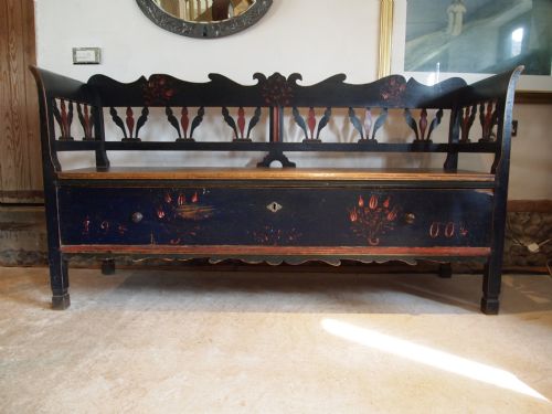 Bench Settle Victorian Pine Original Paint C1900