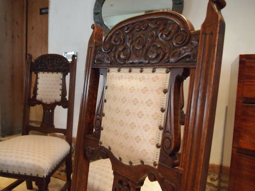 fig 1. Chairs Victorian Oak dining chairs beautifully upholstered c1890