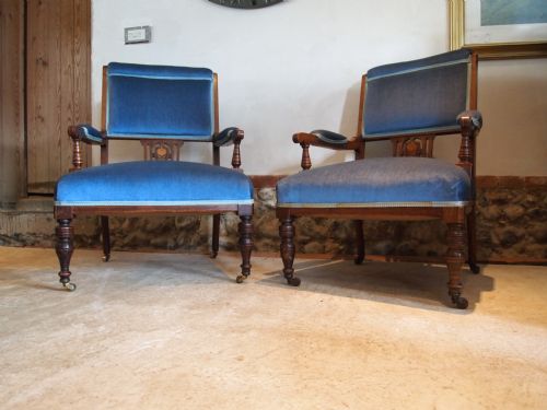 fig 2. Chairs a Pair of Victorian Rosewood armchairs c1880
