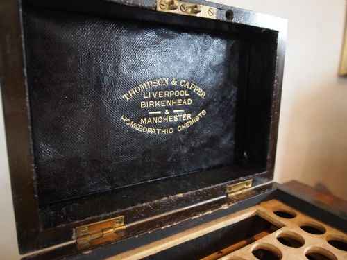 fig 1. Chest box Victorian Walnut Apothecary Homeopathy Thompson and Capper c1870
