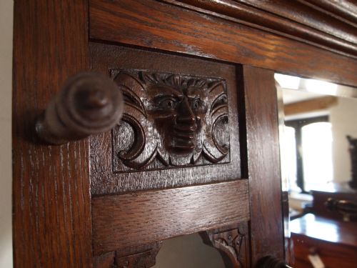 fig 2. Hallstand coatstand Victorian carved oak green man Ray and Miles of Liverpool c1890