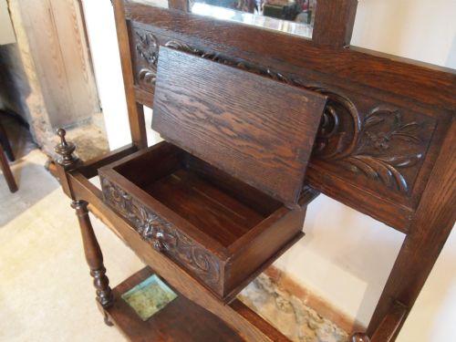 fig 4. Hallstand coatstand Victorian carved oak green man Ray and Miles of Liverpool c1890
