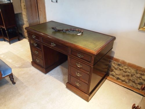 Desk Twin Pedestal Victorian Mahogany Fine Quality C1890