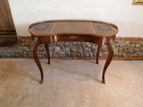 Table Victorian Period Fine French Bureau Plat Figured Walnut and Ormolu C1870