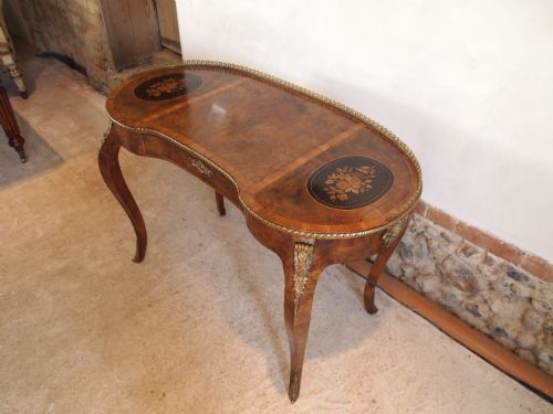 fig 3. Table Victorian period Fine French Bureau Plat figured Walnut and Ormolu c1870