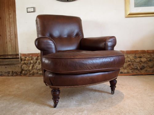 fig 2. Chair fine quality Howard style Victorian leather club armchair c1880