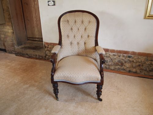 fig 1. Chair Victorian Mahogany spoon back armchair c1880