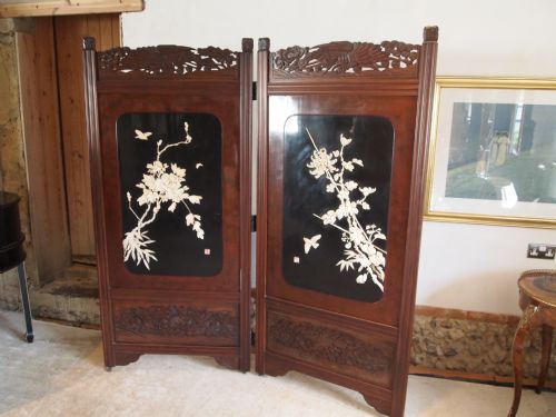 Screen Room Divider Stand Japanese Lacquer Screen Meji Period C1900