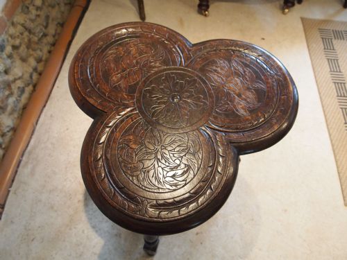 fig 1. Table Victorian carved Oak lamp or hall table c1890