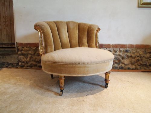 Chair Victorian Shell Back Carved and Gilded Chair C1860