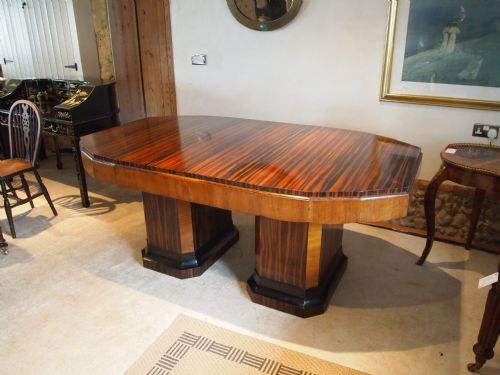 Table Fine Quality Art Deco Dining Table Figured Walnut and Zebra Wood C1925