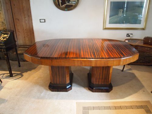 fig 1. Table Fine quality Art Deco dining table figured Walnut and Zebra wood c1925