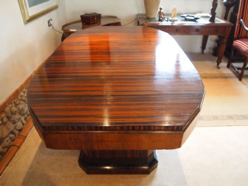 fig 3. Table Fine quality Art Deco dining table figured Walnut and Zebra wood c1925