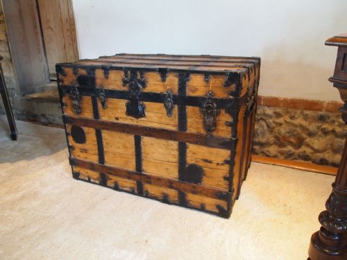 fig 2. Chest Trunk blanket box coffee table Victorian C A Taylor Trunk Works c1890
