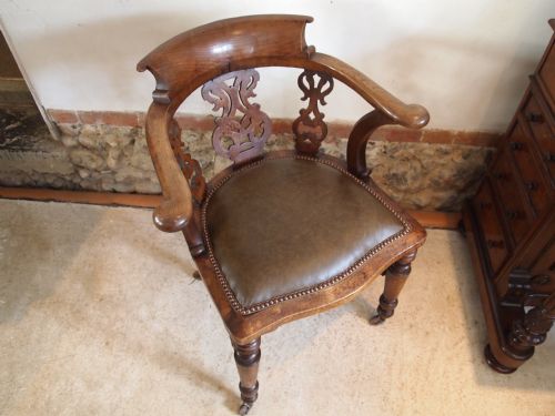 fig 3. Chair Victorian Elm and leather desk chair c1870