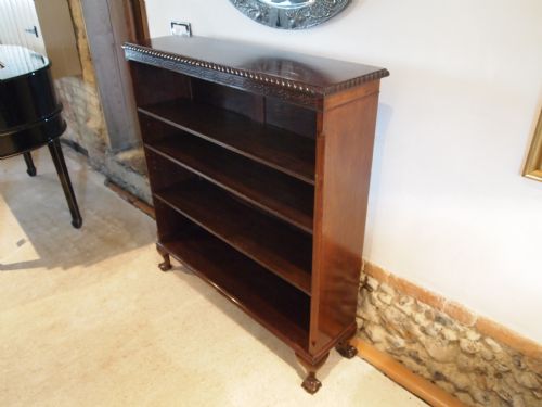 fig 1. Bookcase Edwardian Mahogany Chippendale adjustable shelves c1910