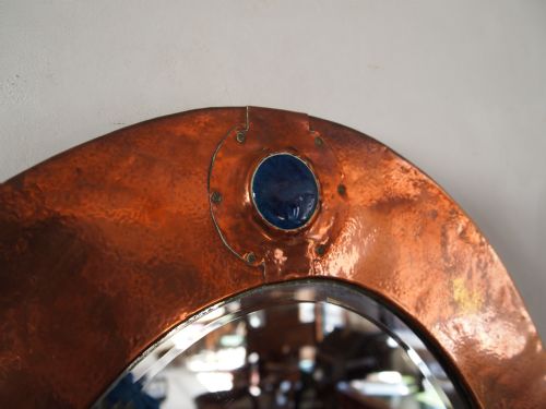 fig 1. Mirror Arts and Crafts copper Ruskin enamels possibly Liberty & co c1900