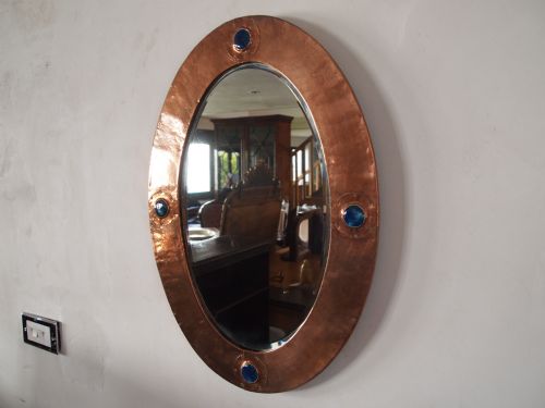 fig 2. Mirror Arts and Crafts copper Ruskin enamels possibly Liberty & co c1900