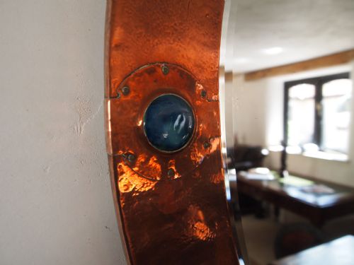 fig 3. Mirror Arts and Crafts copper Ruskin enamels possibly Liberty & co c1900