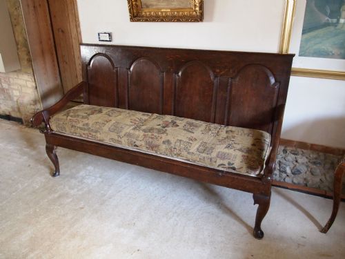 Settle Bench Settee George III Panel Back Oak C1770