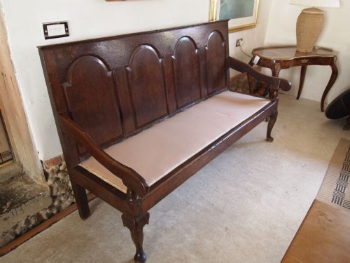 fig 3. Settle bench settee George III panel back Oak c1770