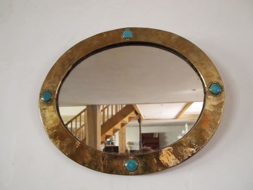 fig 2. Mirror Liberty and co arts and crafts brass and cabachon enamels c1900