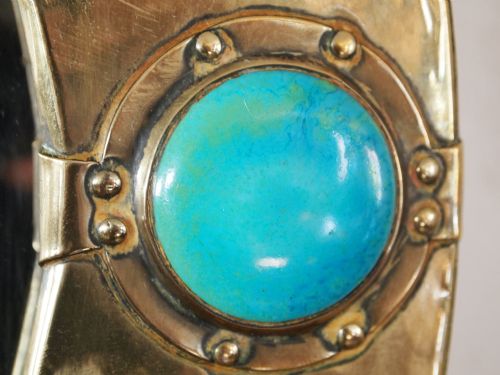 fig 3. Mirror Liberty and co arts and crafts brass and cabachon enamels c1900