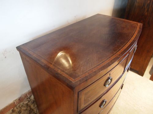 fig 1. Chest of drawers George III Mahogany with decorative inlay compact size c1800