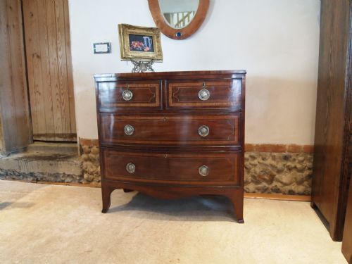fig 2. Chest of drawers George III Mahogany with decorative inlay compact size c1800