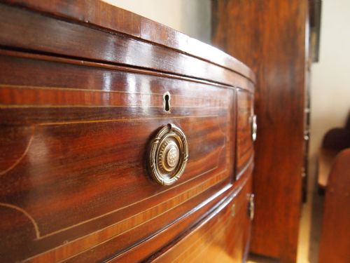 fig 3. Chest of drawers George III Mahogany with decorative inlay compact size c1800