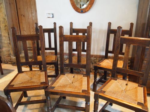 fig 2. Chairs set of six Arts and Crafts Oak dining chairs c1900