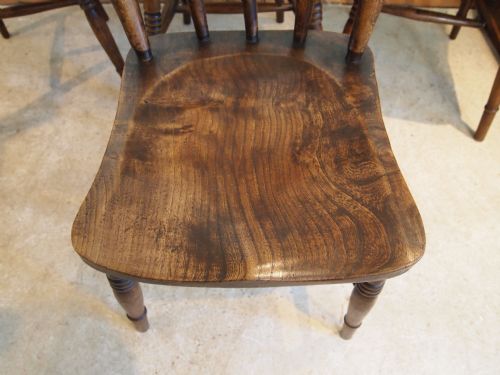 fig 1. Chairs set of four Victorian Windsor kitchen chairs Elm seats c1880