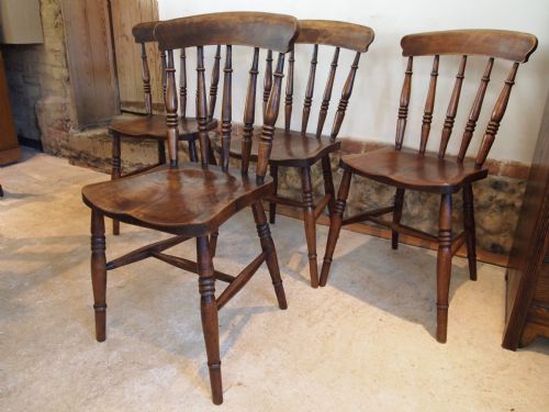 fig 2. Chairs set of four Victorian Windsor kitchen chairs Elm seats c1880